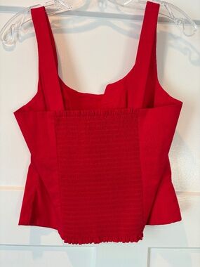 Cropped cotton smocked back top